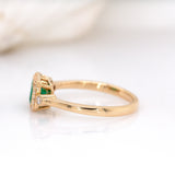 Ada 14K Yellow Gold Colombian Emerald and Diamond Ring | Emerald Cut 7x5mm