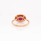 Lilou 14k Solid Gold Star Ruby Ring with Natural Diamonds Accents , Oval 11x7.6mm