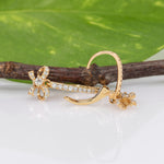 14K yellow gold diamond bow leverback earrings