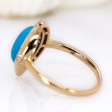 Ambika 14K Solid Gold Sleeping Beauty Turquoise and Diamond Ring | OV 11x9mm