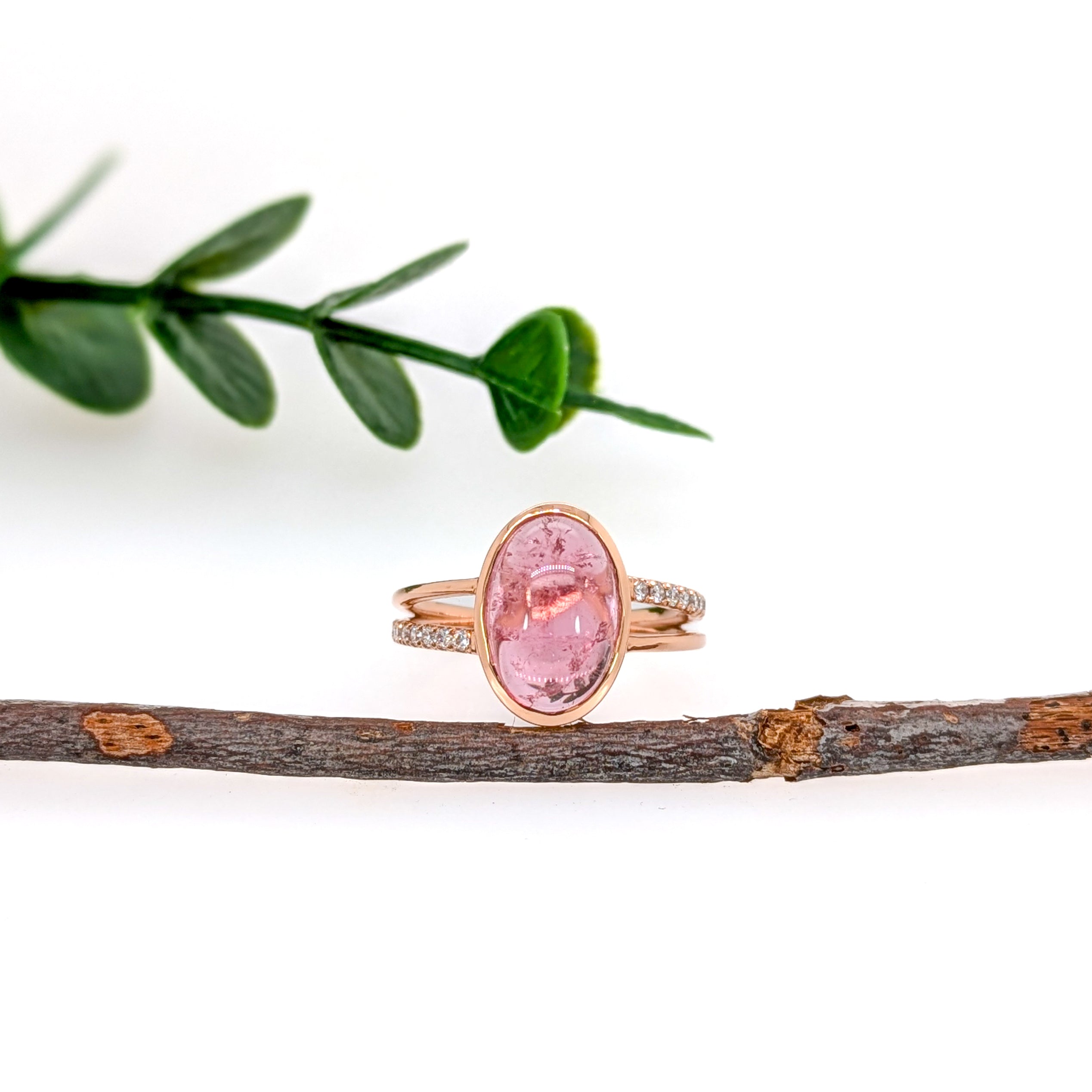 rosalie 14k rose gold 3.73cts pink tourmaline wedding diamond ring | oval 12x8mm