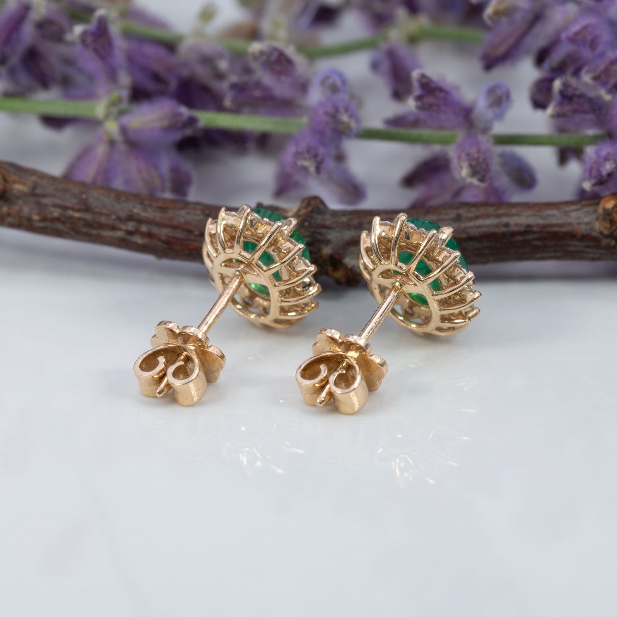 14K yellow gold zambian emerald earrings