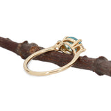 Harley 1.6ct East West Blue Zircon Ring w Earth Mined Diamonds in Solid 14K Yellow Gold | Oval 8x6mm | December Birthstone