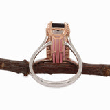 Brielle Solid 14k Gold Bi-Color Tourmaline Ring with Natural Diamond Accents, 20x7mm