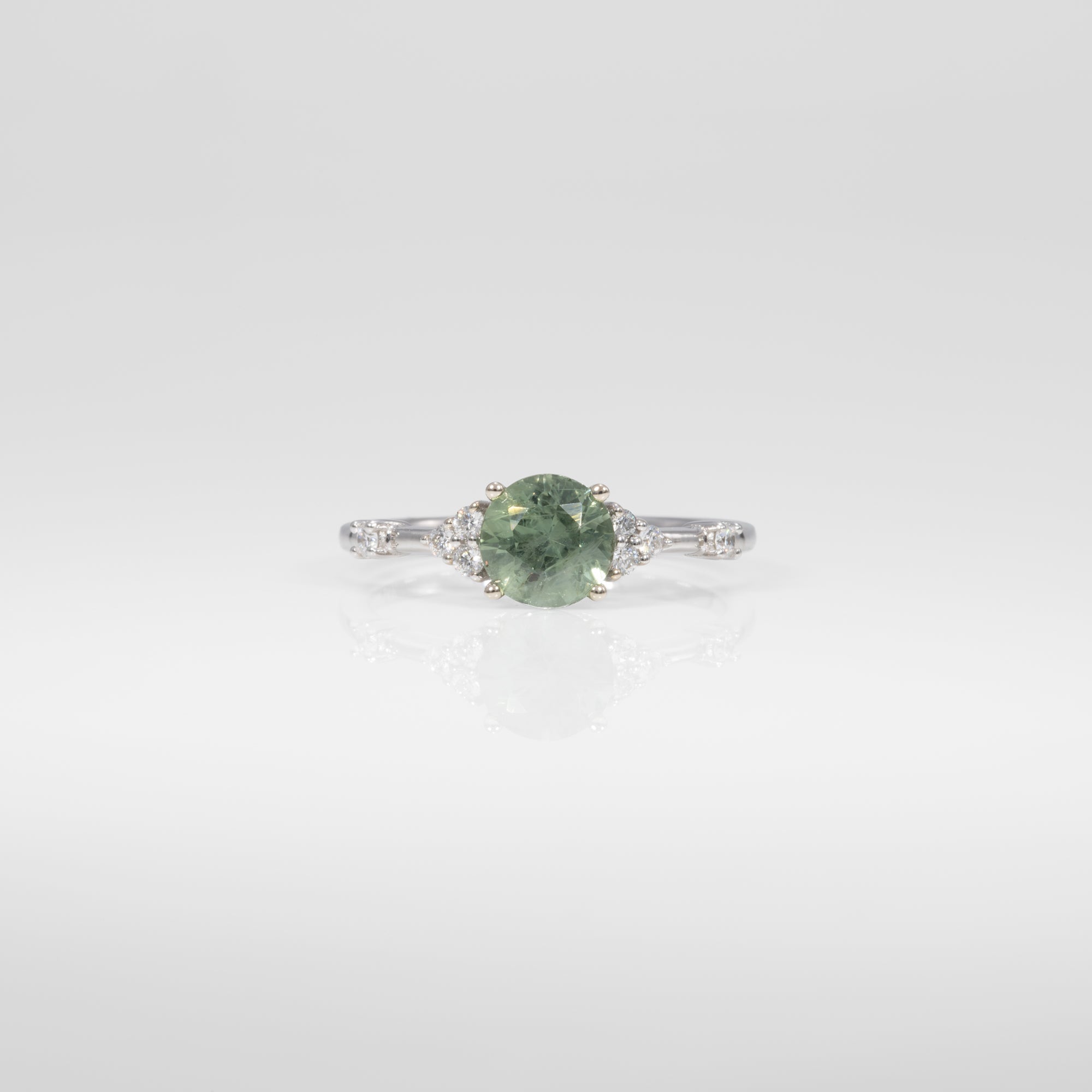 14K white gold montana sapphire ring