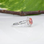 14K white gold padparadscha sapphire ring with diamond accents