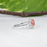 14K white gold padparadscha sapphire ring with diamond accents