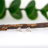 14K Solid Gold Lab-Created Diamond Martini Solitaire Stud Earrings | Round 3mm