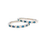 Blue Diamond Band Ring in Solid 14k White Gold |  Earth Mined Diamonds