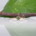 14K rose gold demantoid garnet ring