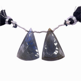 Natural Untreated Labradorite | Drilled Matching Pair | Triangular Shape- Side Drilled Beautiful Faceted Gem | 31x20x7mm