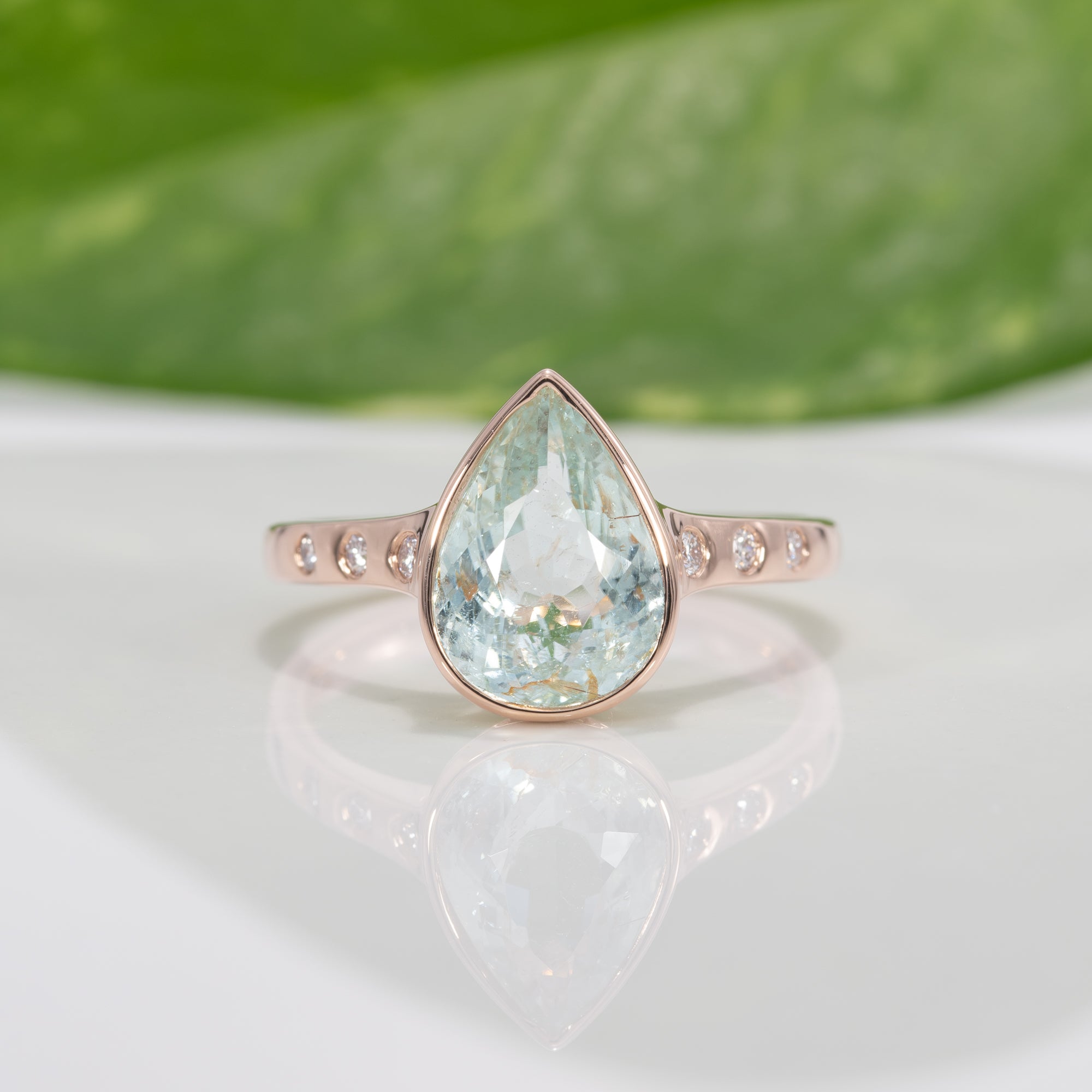 14K rose gold paraiba tourmaline ring