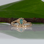 14K yellow gold Ethiopian opal cabochon ring with diamond accents