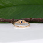 14K yellow gold Ceylon blue sapphire ring with diamond accents