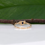 14K yellow gold Ceylon blue sapphire ring with diamond accents