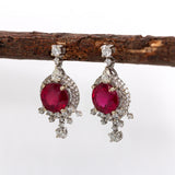 Rini 14K White Gold Madagascar Ruby Diamond Earrings | Round 8mm