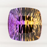 25.03Ct Natural Untreated Ametrine Loose Gemstone – Concave Cut Square Cushion 18mm Bi-Color Quartz Gem