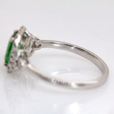 Mihika 14K White Gold Tsavorite Garnet and Diamond Ring | EM 7x5mm