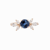 Ceylon Sapphire Ring w Natural Diamond Accents in Solid 14k Yellow Gold | RD 5mm