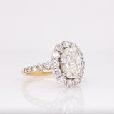 Sora Solid 14k White and Yellow Dual Gold Lab Diamond Ring With Natural Diamonds Halo | 10x7mm