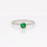 Dovie Solid 14k White Gold Tsavorite Garnet Ring with Natural Diamonds Accents | Round 4.5mm