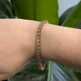 Estate 14K Yellow Gold Diamond Tennis Bracelet | Box Clasp Closure