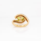 Yara Estate Peridot Ring with Natural Diamond Accents: 14k Solid Gold, 10x8mm