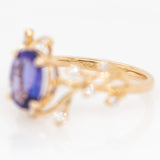 Arden 14k Solid Gold Tanzanite Ring with Natural Diamonds Accents | Oval 9x7mm
