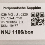 0.97 carat natural Ceylon padparadscha sapphire oval 7.3x4.7mm loose gemstone – view 2