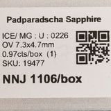 0.97 carat natural Ceylon padparadscha sapphire oval 7.3x4.7mm loose gemstone – view 2