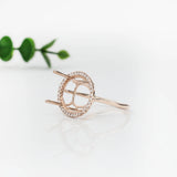 Lovely East West Oval Ring Semi Mount with a Halo of Natural Diamond Accents in Solid 14k Gold | Oval Shape | Customizable