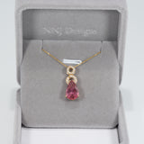 14K yellow gold pink tourmaline pendant