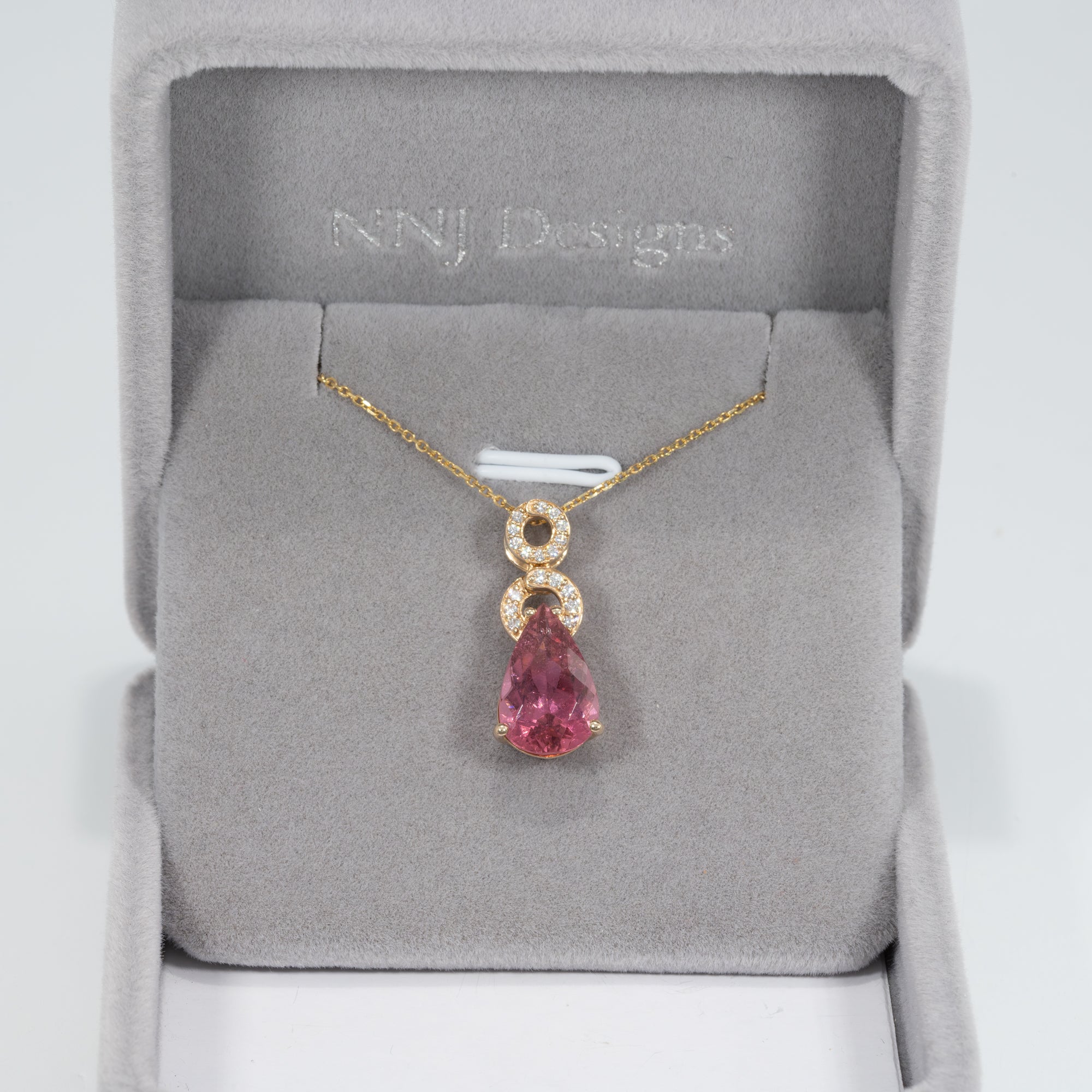 14K yellow gold pink tourmaline pendant