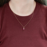 Madagascar Ruby Pendant with Earth Mined Diamonds in Solid 14K Gold – Round 4.5mm Natural Ruby Jewelry