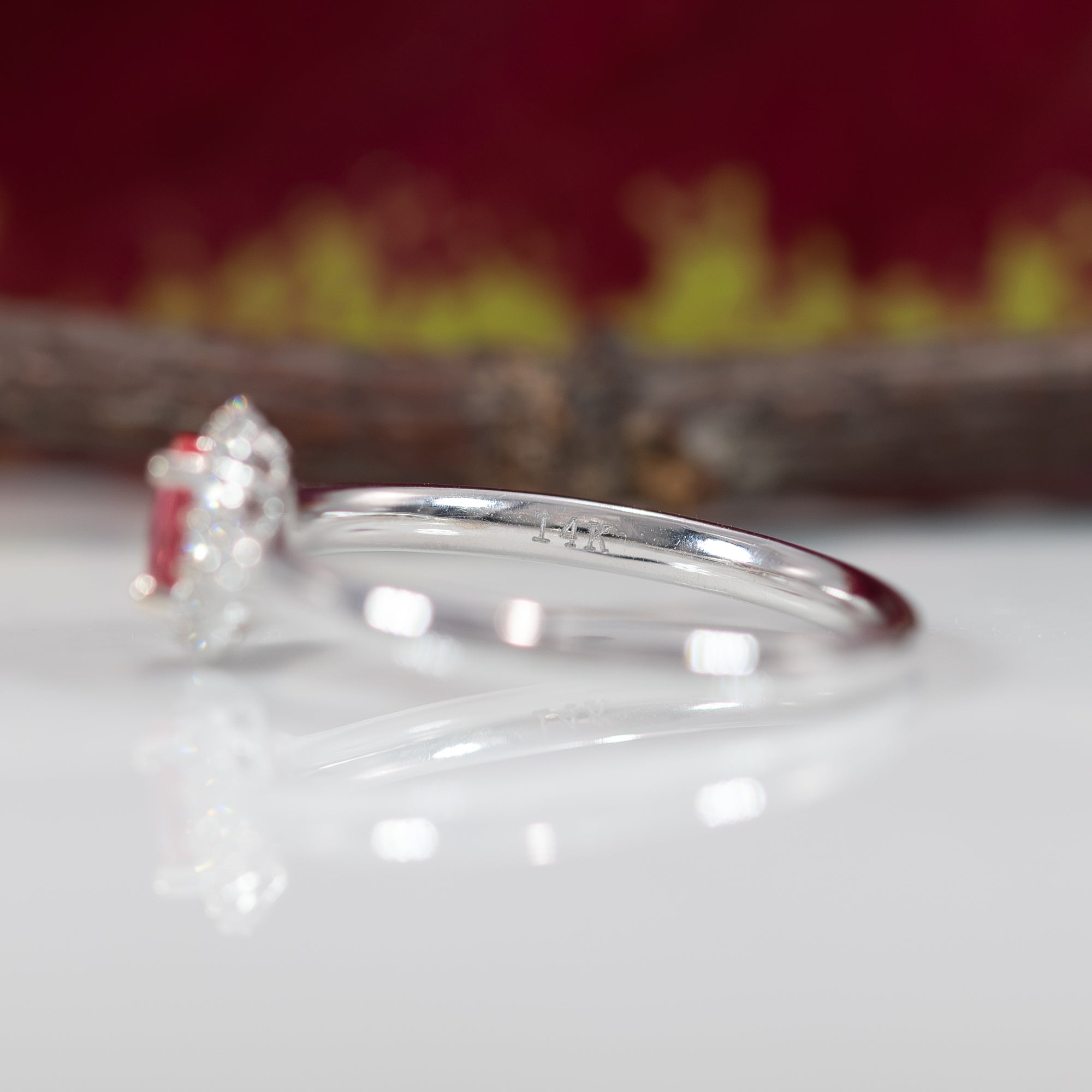 14K white gold padparadscha sapphire ring