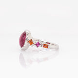 Arlina Solid 14k White Gold Ruby Ring with Sapphire Accents, Oval 10x8mm #nnjdesigns