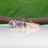 18K yellow gold estate ring with blue and purple sapphires