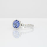 Skye 1.9Ct Tanzanite Ring with Natural Diamonds Accents: Solid 14K Gold, Round 7mm