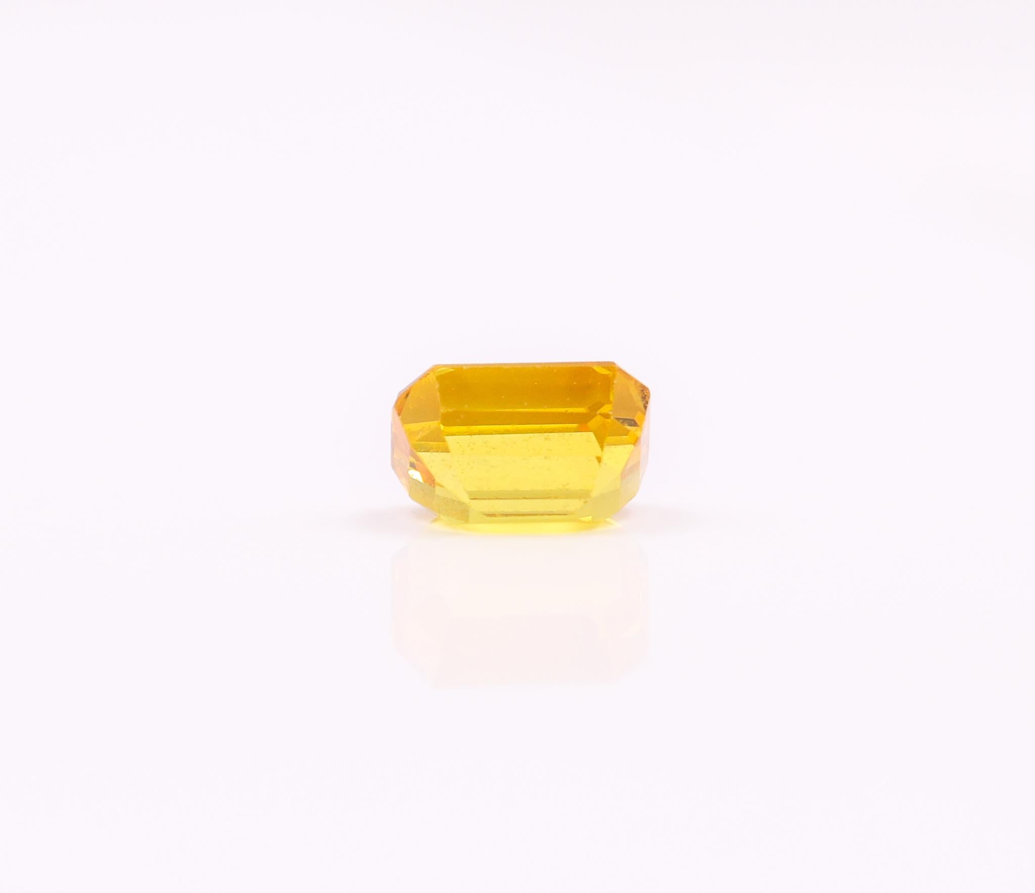 1.61 Carat Yellow Sapphire Gemstone | Emerald Cut 7x5mm | Loose Gemstone