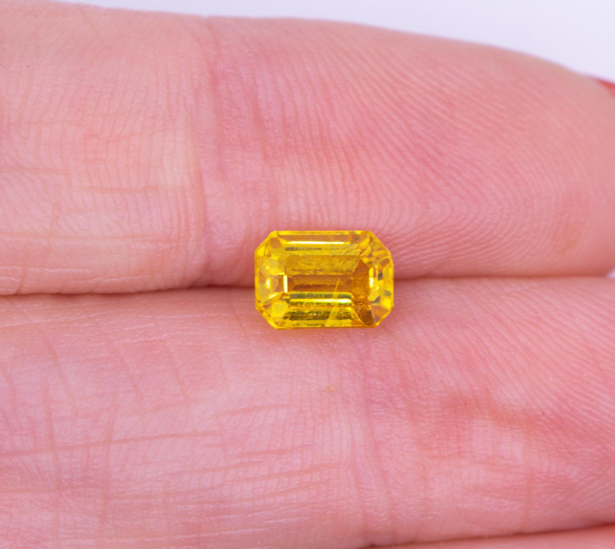 1.61 Carat Yellow Sapphire Gemstone | Emerald Cut 7x5mm | Loose Gemstone