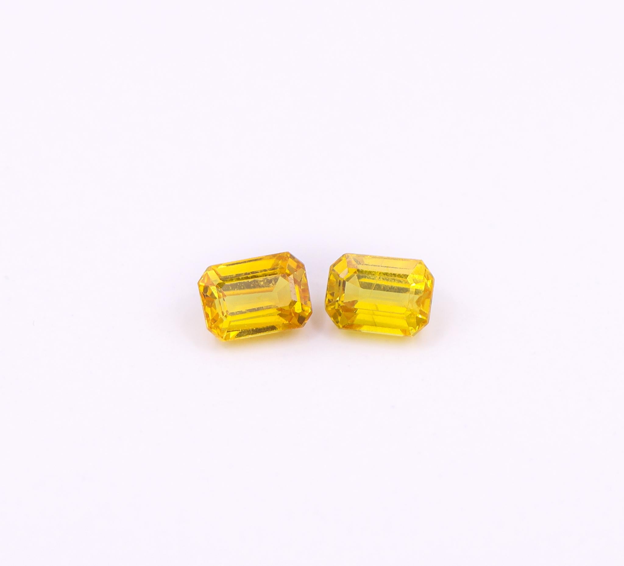 1.61 Carat Yellow Sapphire Gemstone | Emerald Cut 7x5mm | Loose Gemstone