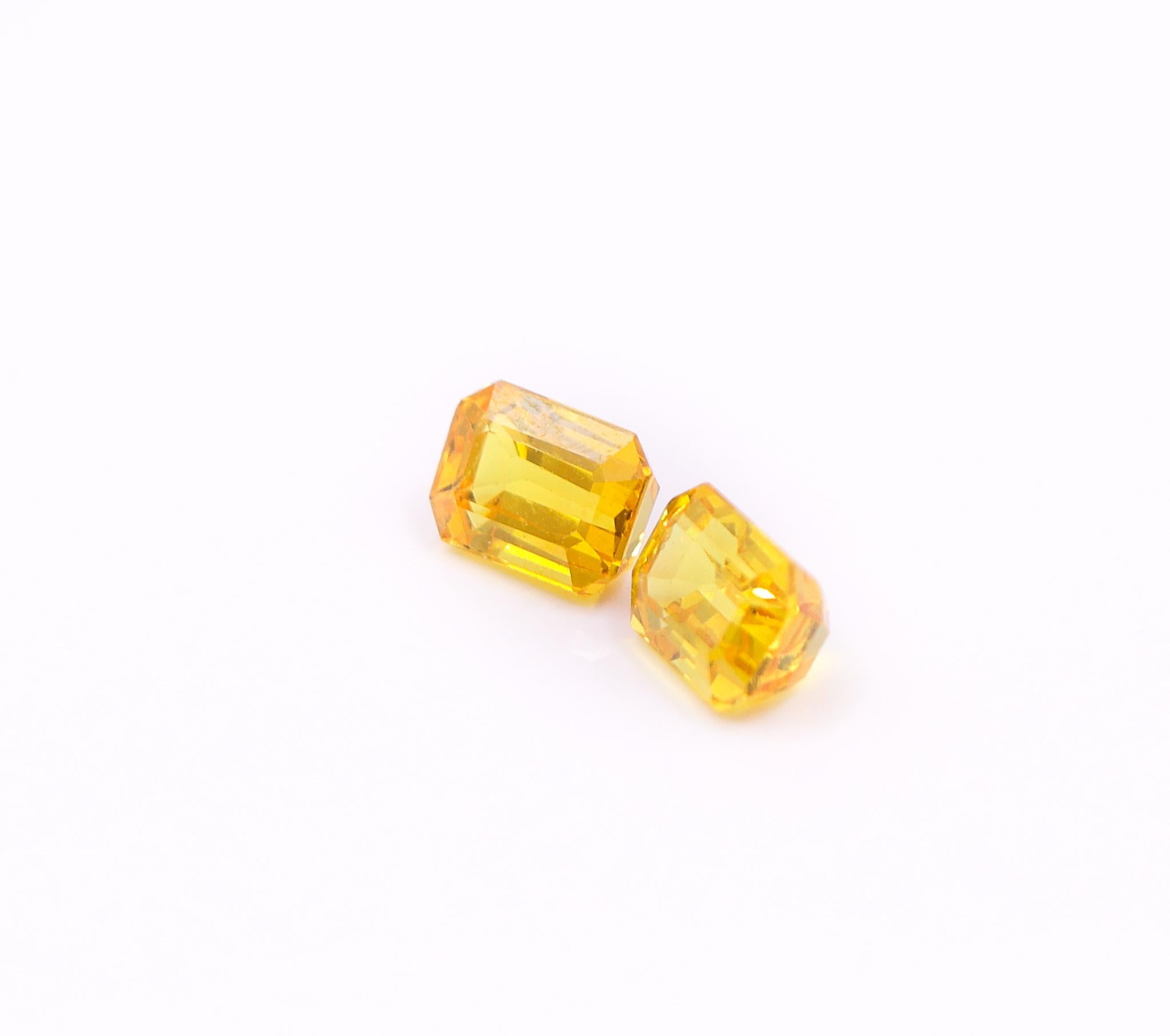 1.61 Carat Yellow Sapphire Gemstone | Emerald Cut 7x5mm | Loose Gemstone