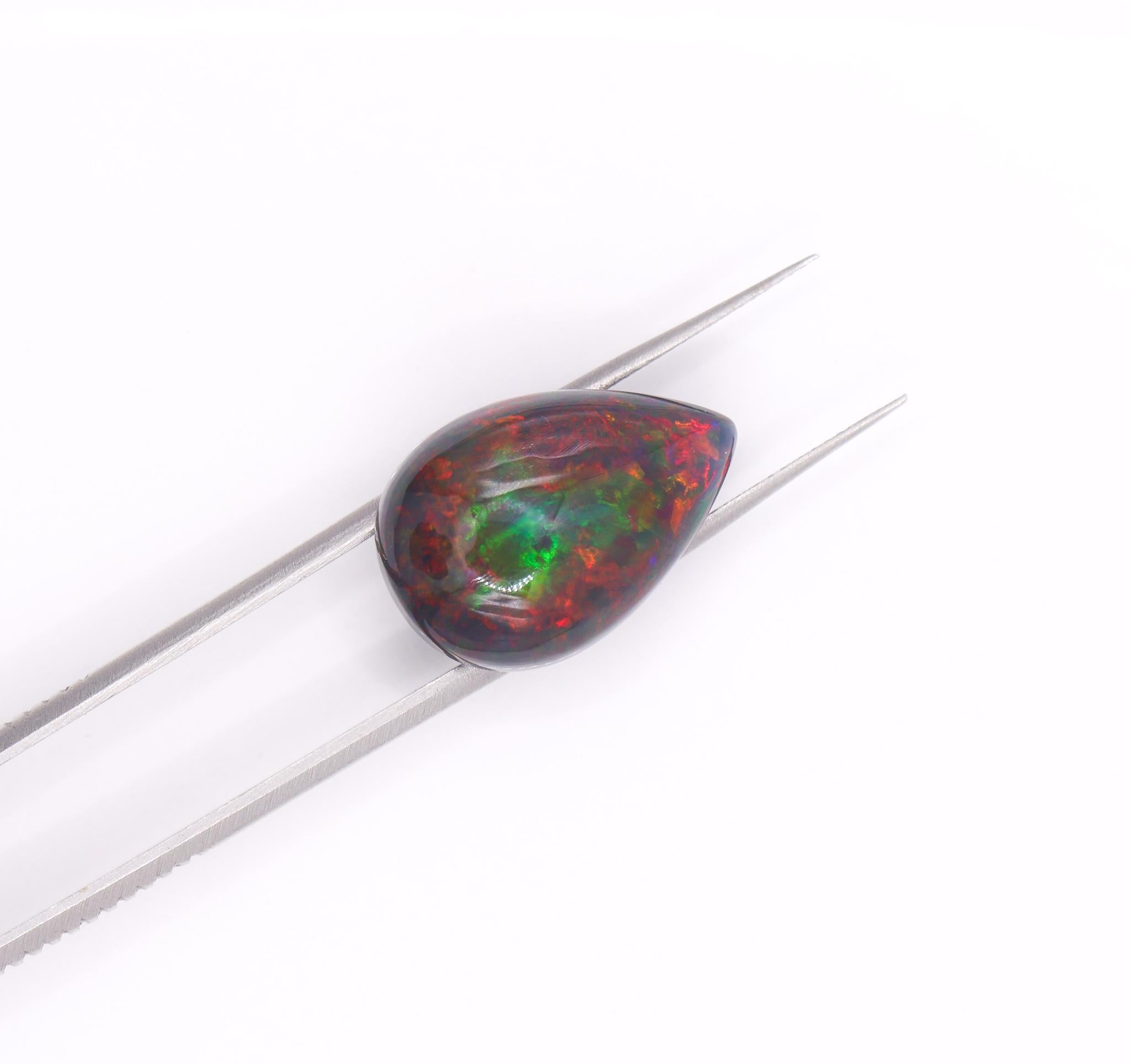 8.46 Carat Black Opal Gemstone | Pear Shape 21x14mm | Loose Gemstone