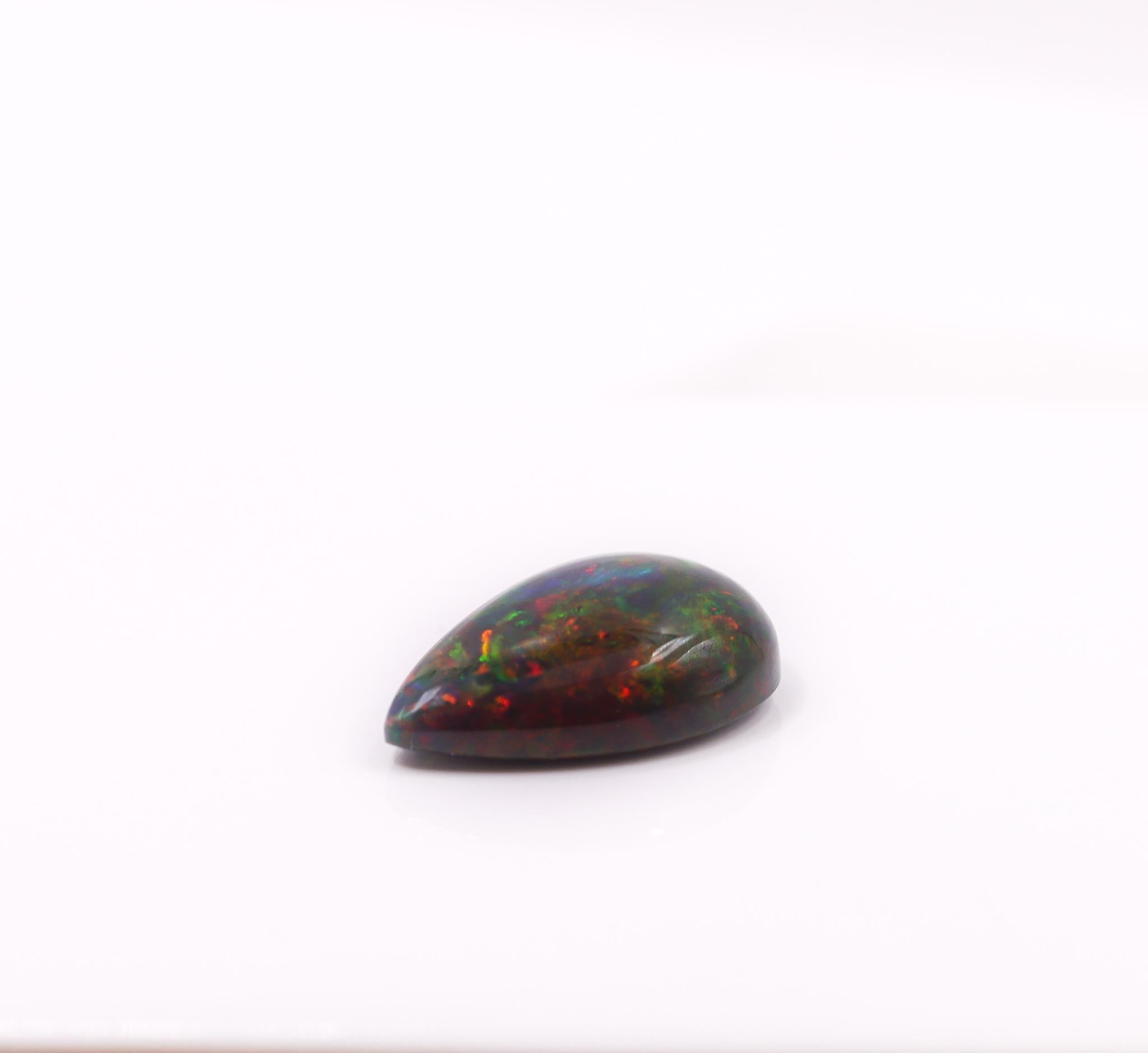 8.46 Carat Black Opal Gemstone | Pear Shape 21x14mm | Loose Gemstone