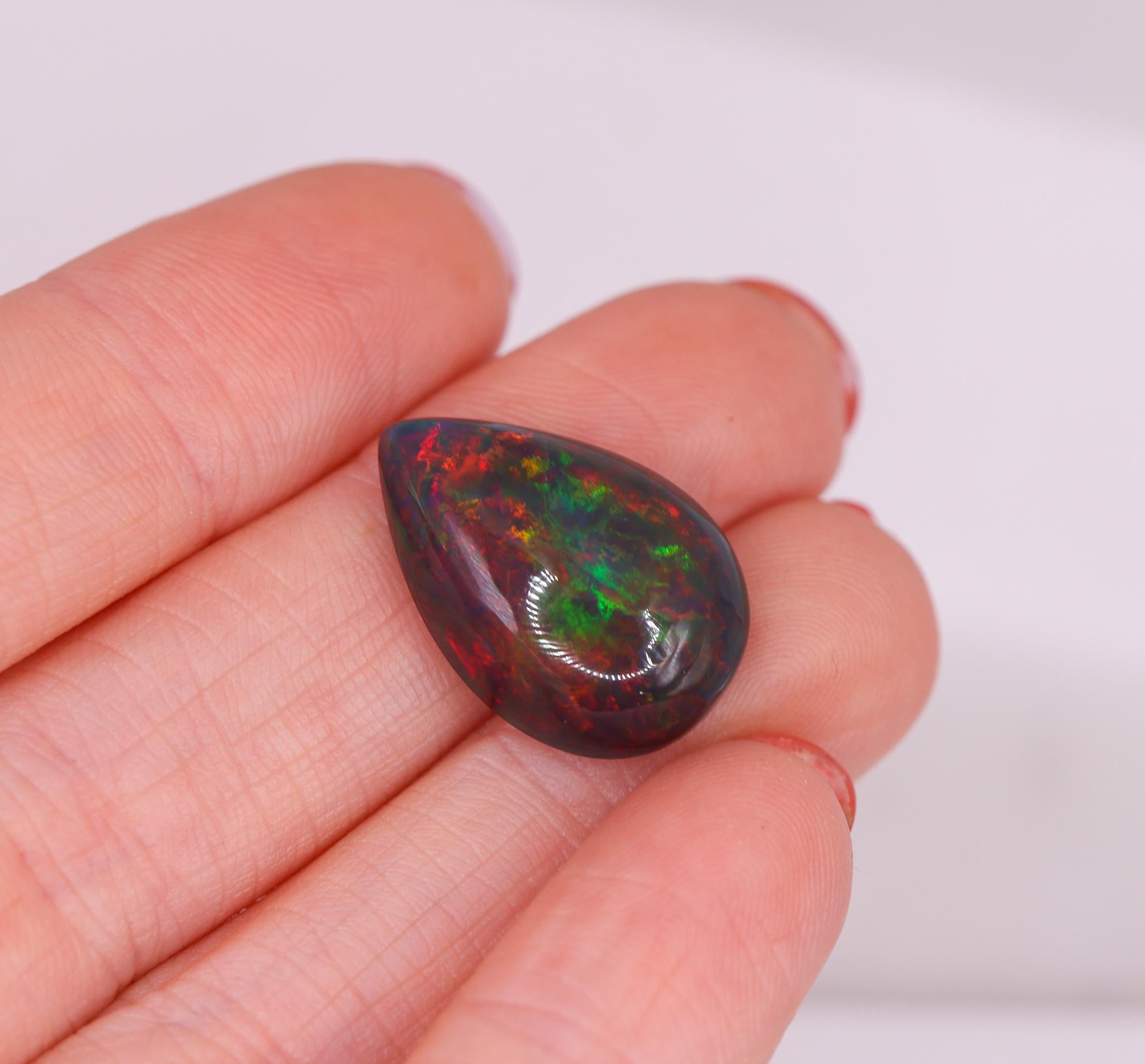 8.46 Carat Black Opal Gemstone | Pear Shape 21x14mm | Loose Gemstone