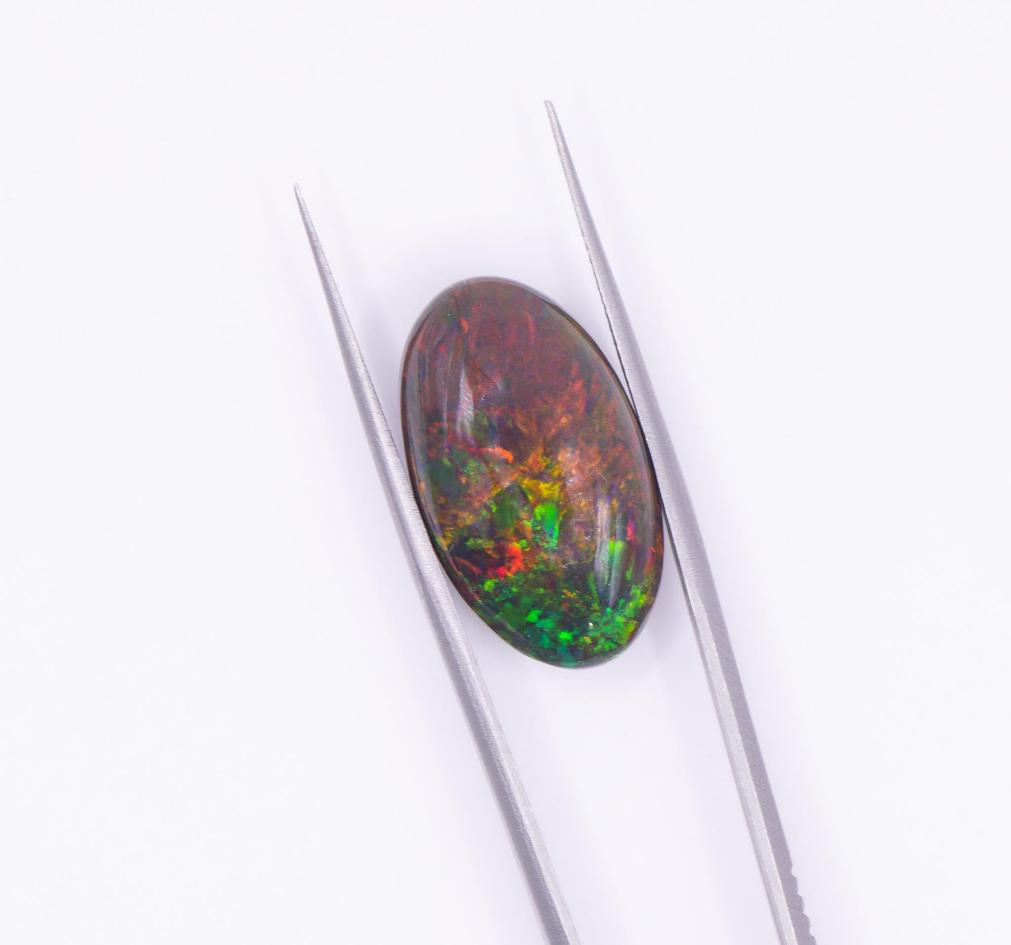 10.73 Carat Black Opal Gemstone | Oval 23x13mm | Loose Gemstone