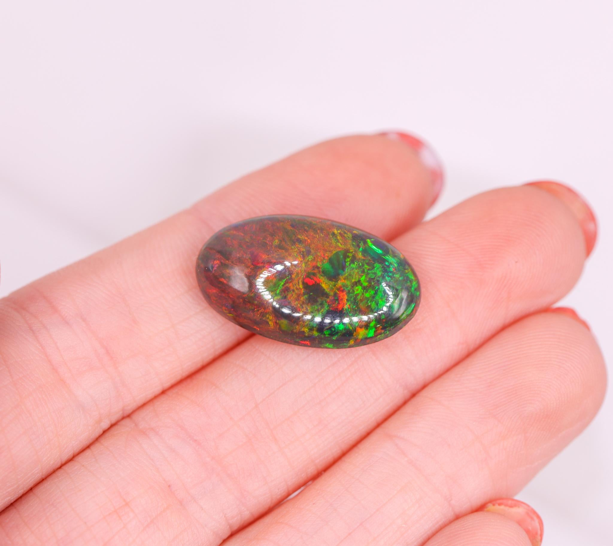 10.73 Carat Black Opal Gemstone | Oval 23x13mm | Loose Gemstone