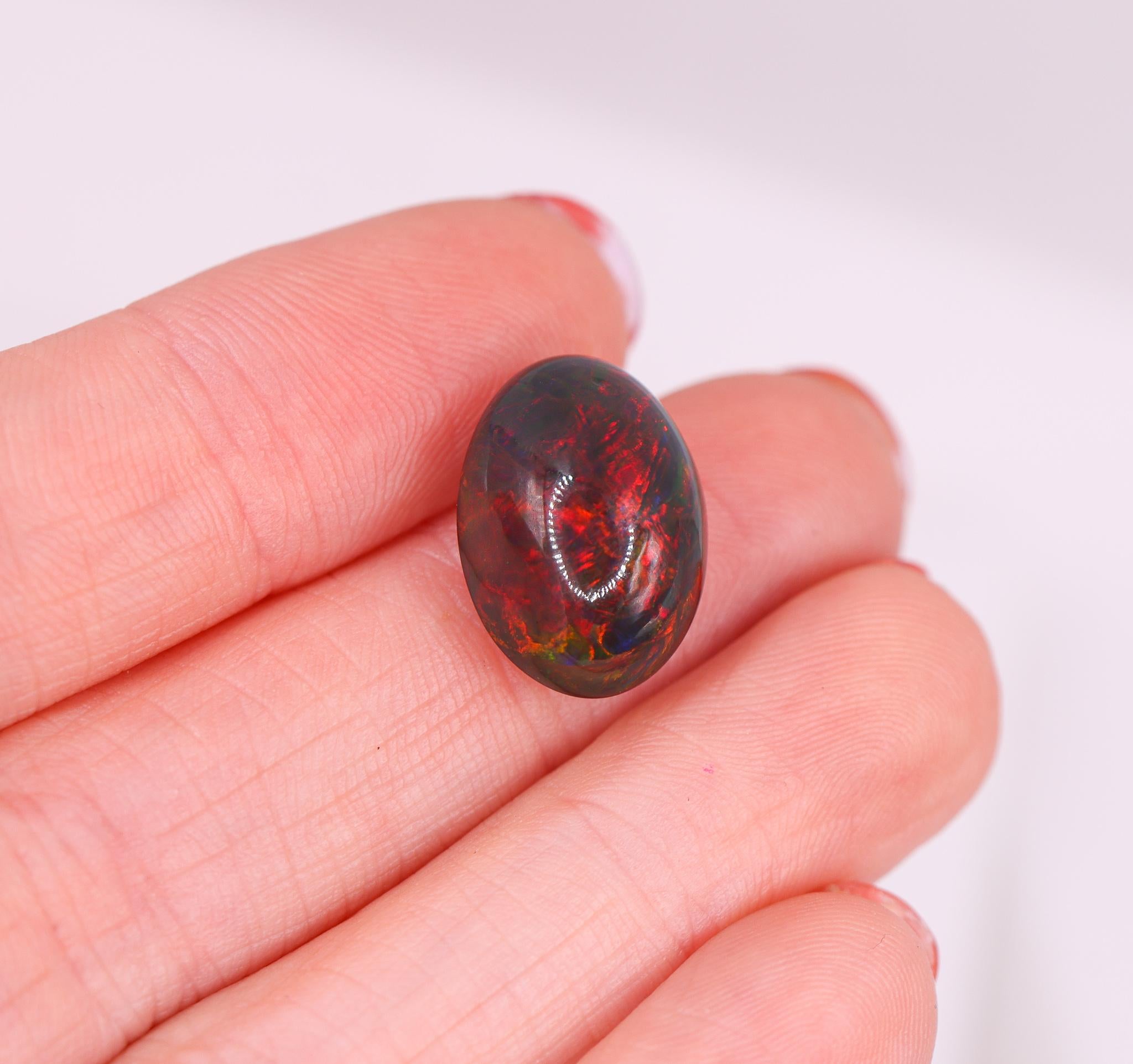 7.38 Carat Black Opal Gemstone | Oval 16x12mm | Loose Gemstone