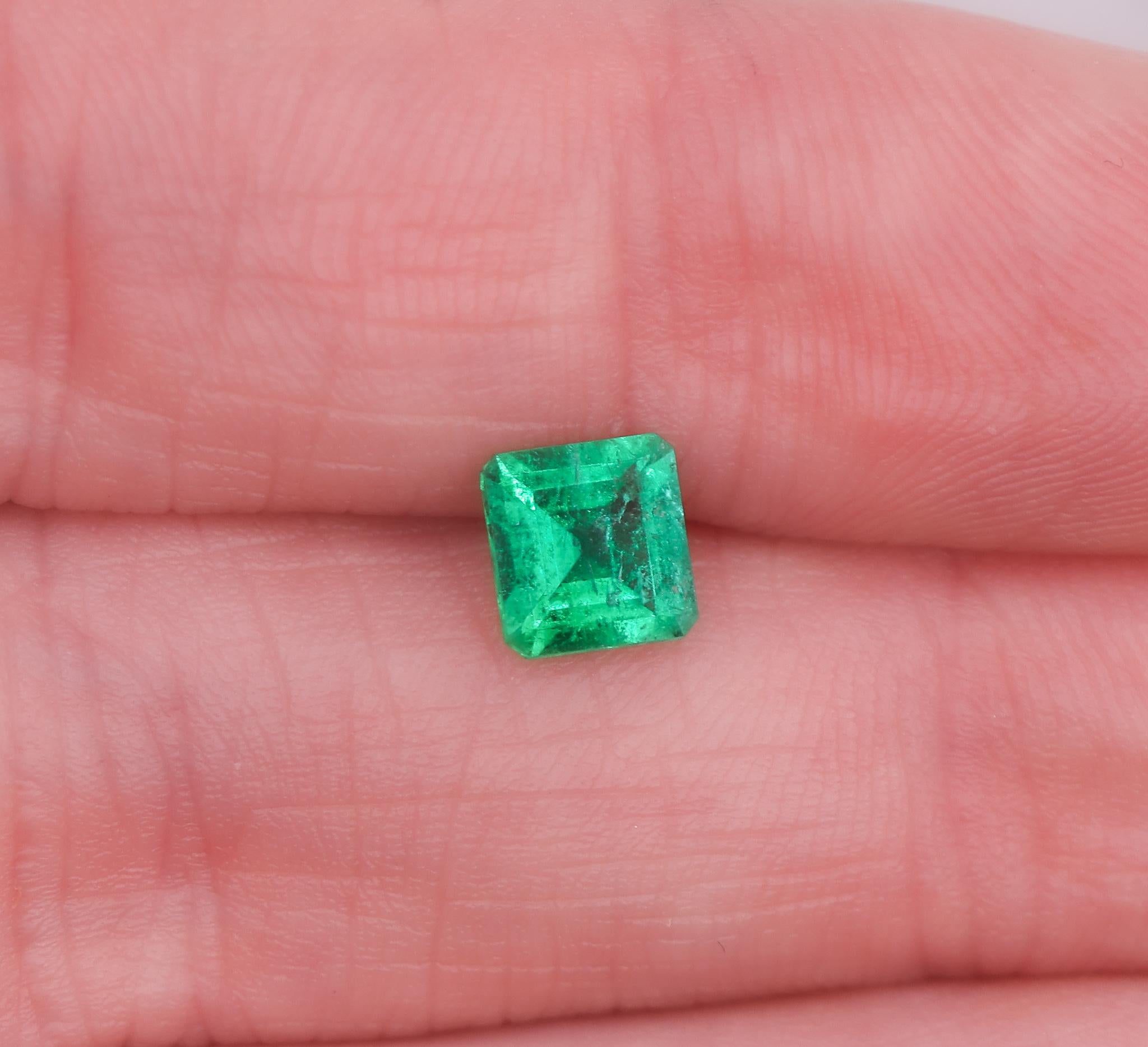 0.66 Carat Colombian Emerald Gemstone | Emerald Cut 5.70x5.38mm | Loose Gemstone