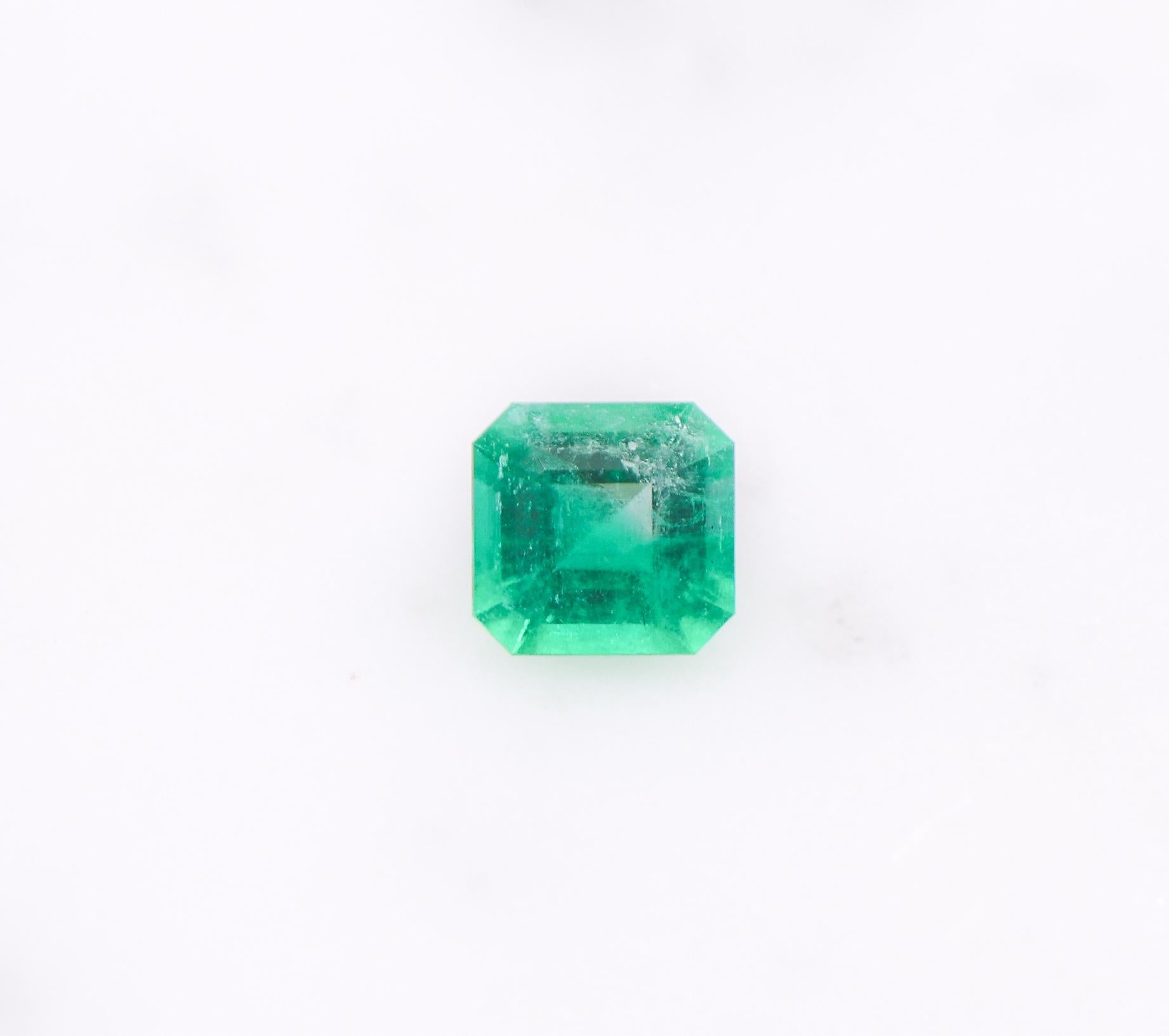 0.68 Carat Colombian Emerald Gemstone | Emerald Cut 5.57x5.36mm | Loose Gemstone